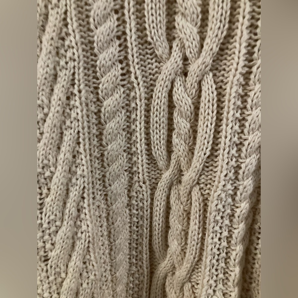 JEANNE PIERRE medium 100% cotton cream cableknit tunic sweater
